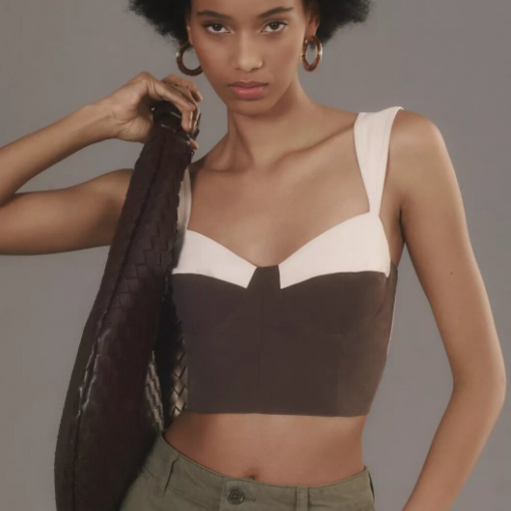 Sabina Musayev Oslo Pink and Brown cropped top - SZ Small